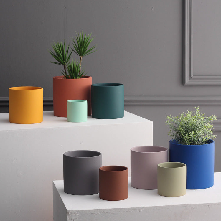 Nordic Industrial Style Colorful Ceramic Flowerpot - Home Decor