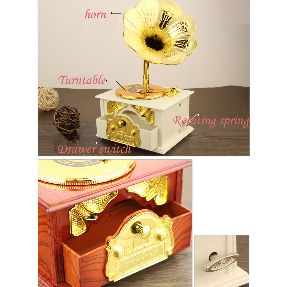 Phonograph Music Box Best Gift Table Decor - Home Decor