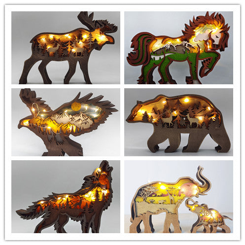 Decoration Wooden Animal Carving Handcraft Gift - Home Decor